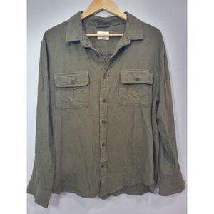 Mutual Weave Men's Olive Green Long Sleeve Button‎ Up Shirt XL Cotton Utility